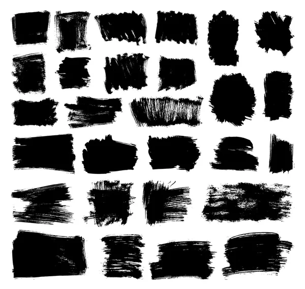 Negro cepillo trazos conjunto — Archivo Imágenes Vectoriales