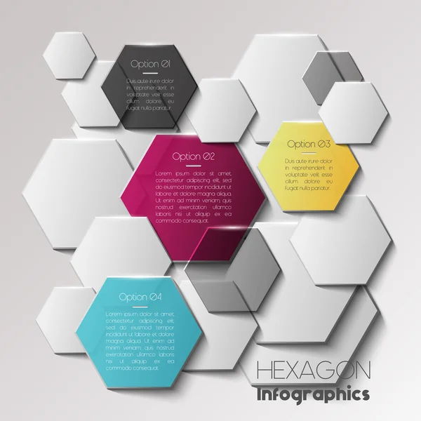 Concepto de infografía hexagonal geométrica — Vector de stock