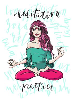 Kadın elle çizilmiş meditasyon
