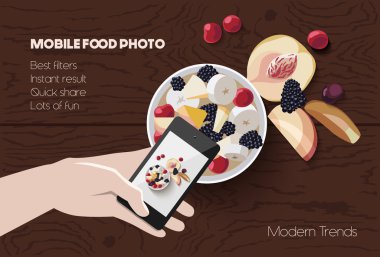 Mobile yemek fotoğraf sahne