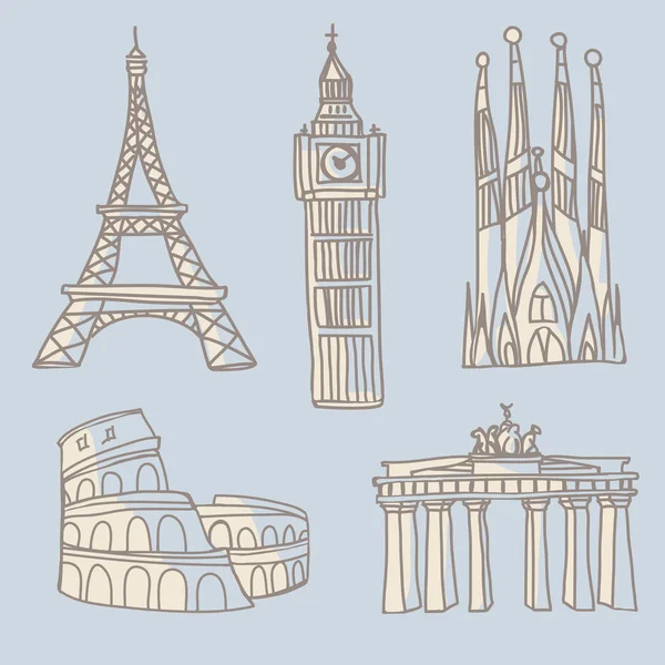 Travel landmarks doodle — Stock Illustration Travel landmarks doodle Royalty Free Stock Vectors