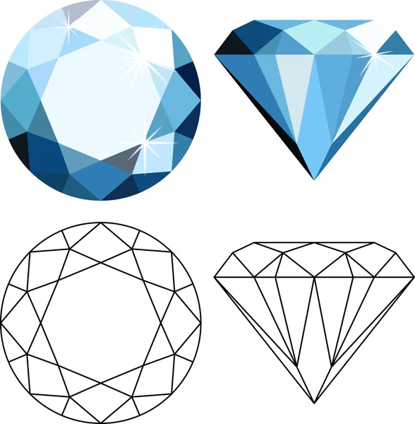 Diamanti in stile piatto — Vettoriale Stock