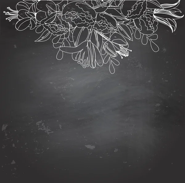 Schwarze Tafel mit Blumen — Stockvektor