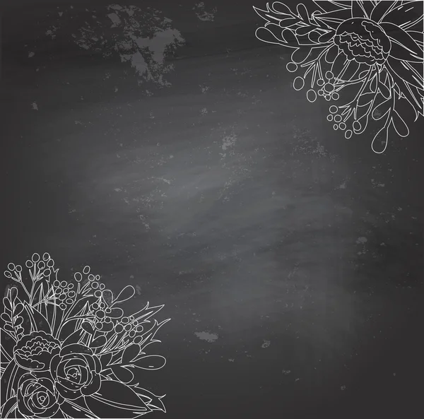 Black chalkboard with flowers — Stock vektor