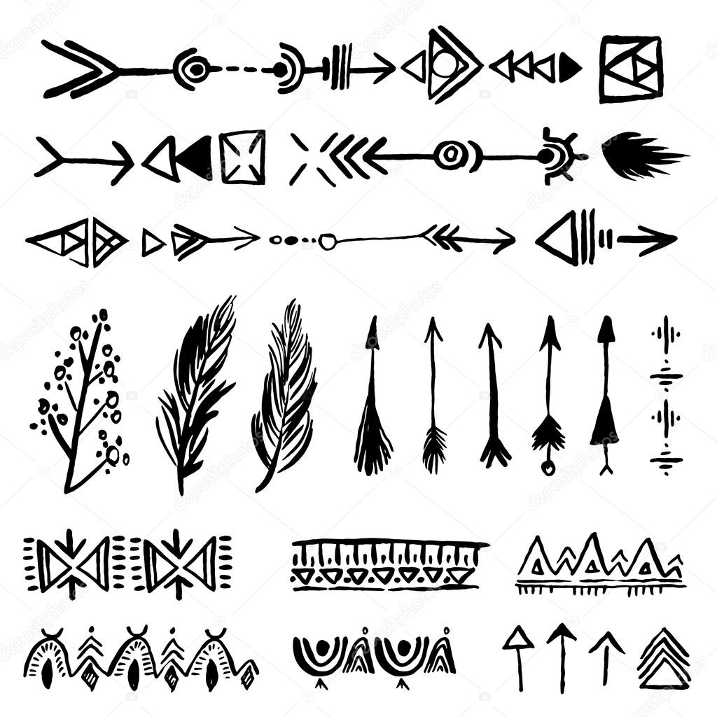 Tribal doodle elements