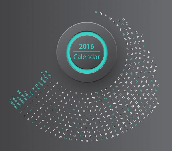Le calendrier 2016 — Image vectorielle