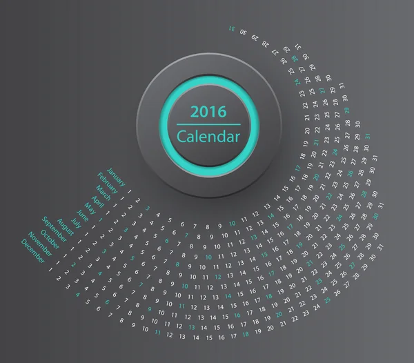El calendario 2016 — Archivo Imágenes Vectoriales
