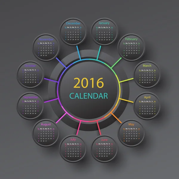 2016 kalendern — Stock vektor