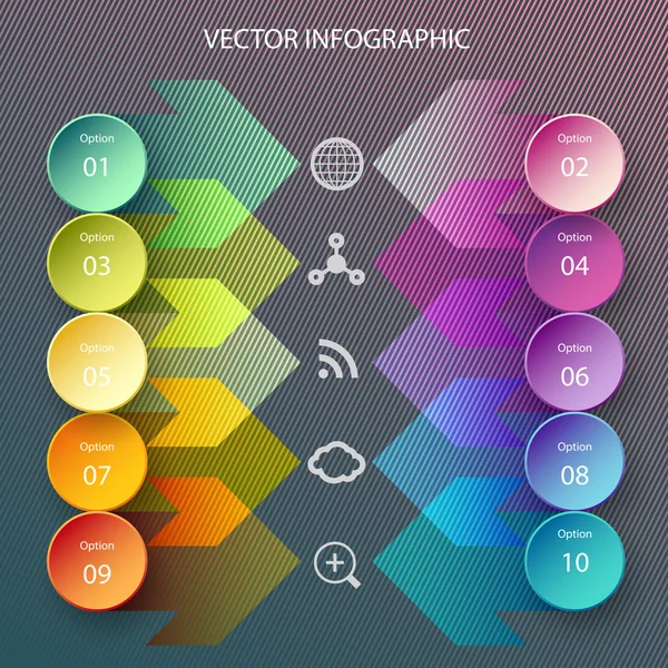 Cercles et flèches infographie — Image vectorielle