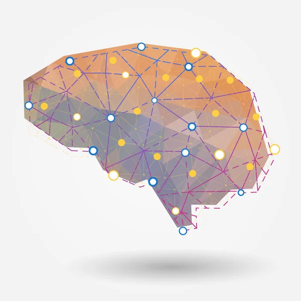 Icône cérébrale polygonale — Image vectorielle