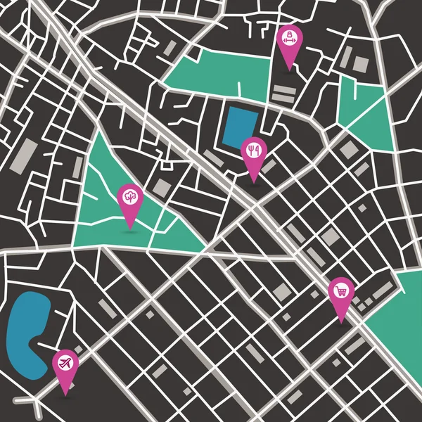 Vector χάρτη της πόλης — Διανυσματικό Αρχείο