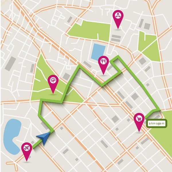 Vektör şehir harita navigasyon — Stok Vektör