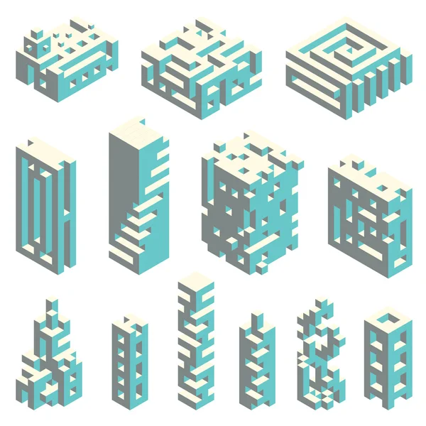 Isometric cubes architecture — Stock Vector