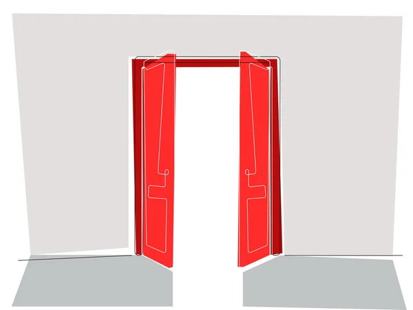 Puertas rojas línea plana — Vector de stock