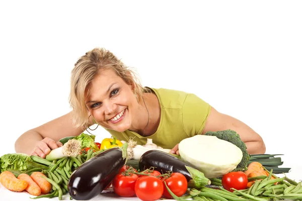 Leuk blond meisje geschoten in studio — Stockfoto