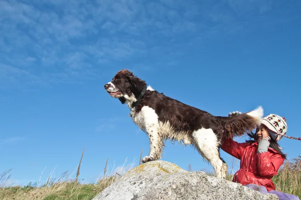 Ragazza carina con cane — Foto Stock