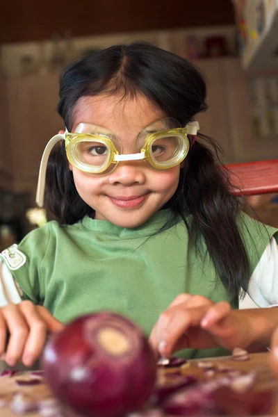 Cute girl with diving glasses — Stock Photo, Image