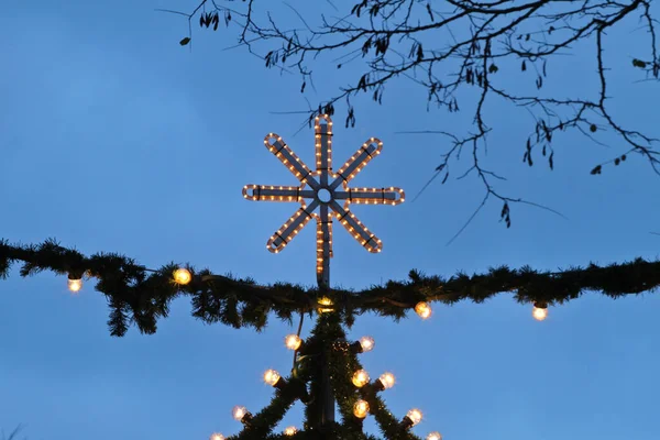 Decoraciones Navideñas Aire Libre Pueblo Dinamarca — Foto de Stock