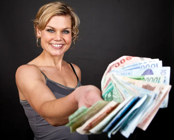 Girl with money bank notes