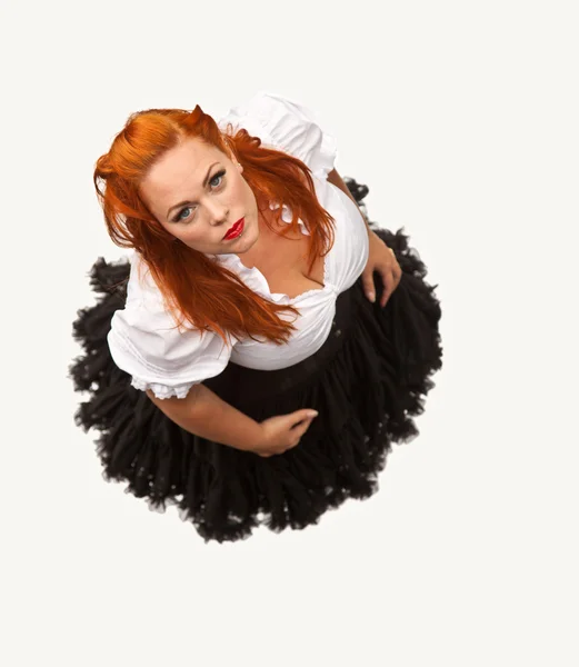 Red hair girl in pin-up style — Stock Photo, Image