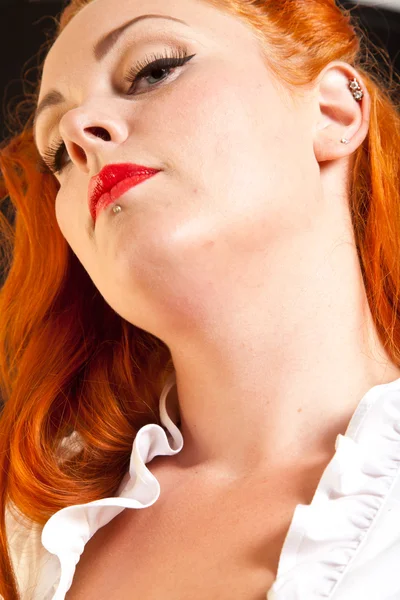 Red hair girl in pin-up style portrait — Stock Photo, Image