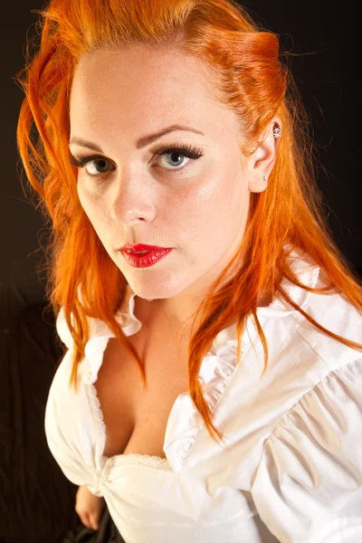 Red hair girl in pin-up style portrait — Stock Photo, Image