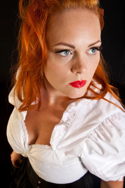 Red hair girl in pin-up style portrait — Stock Photo, Image