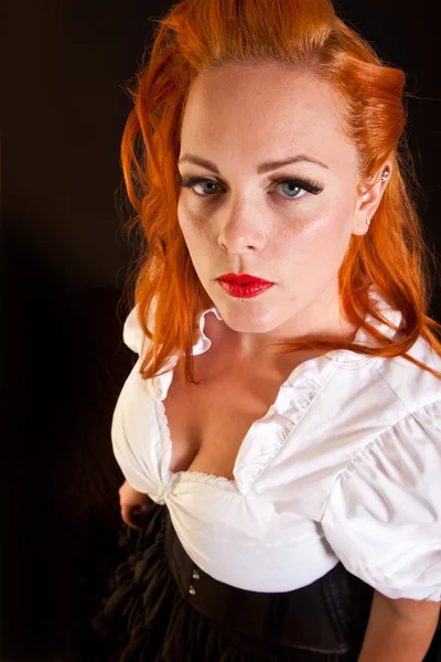 Red hair girl in pin-up style portrait — Stock Photo, Image