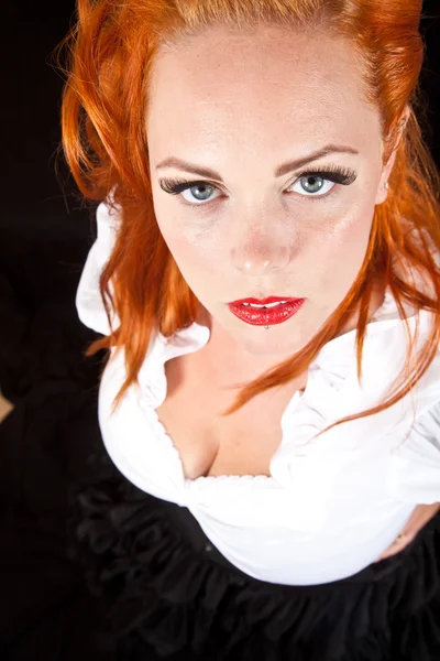 Red hair girl in pin-up style portrait — Stock Photo, Image