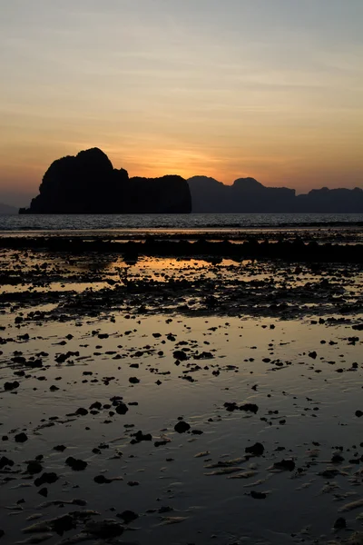 Sunset at beach in Krabi Thailand — Stock Photo, Image