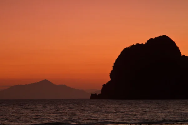 Sunset at beach in Krabi Thailand — Stock Photo, Image