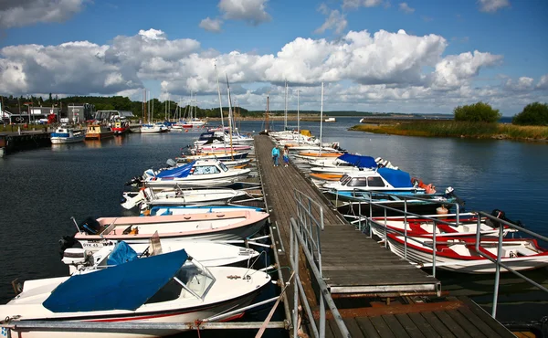 View of boats in harbor — Stock Photo, Image