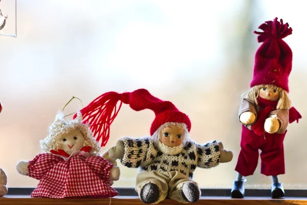 Xmas decorations on window — Stock Photo, Image