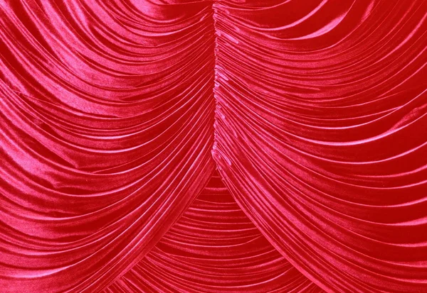 Detail Top Contracted Red Curtain — Stock Photo, Image