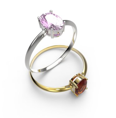 Elmas yüzük. Beyaz arka plan üzerinde izole