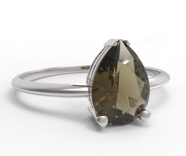 Snubní prsten s diamantem. 3D vykreslování — Stock fotografie