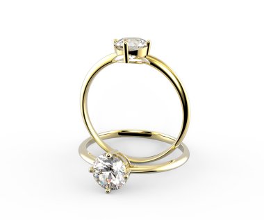 Elmas yüzük. Beyaz arka plan üzerinde izole