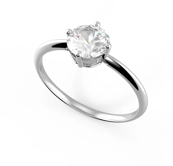 Snubní prsten wiith diamant. 3D obrázek — Stock fotografie