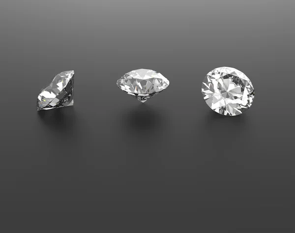 Διαμάντια σε μαύρο φόντο. Πολύτιμοι λίθοι. 3D απεικόνιση — Φωτογραφία Αρχείου
