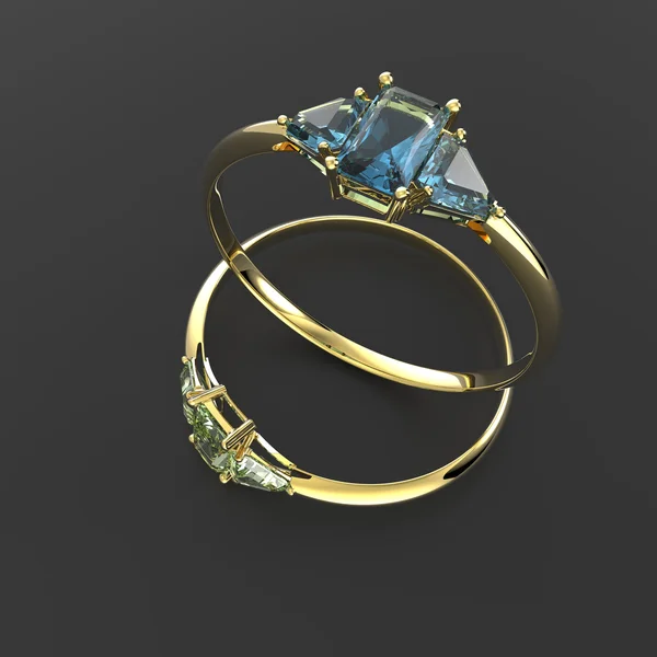 Anillos de diamante. Ilustración 3D — Foto de Stock