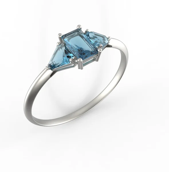 Anello nuziale con diamante. Rendering 3D — Foto Stock