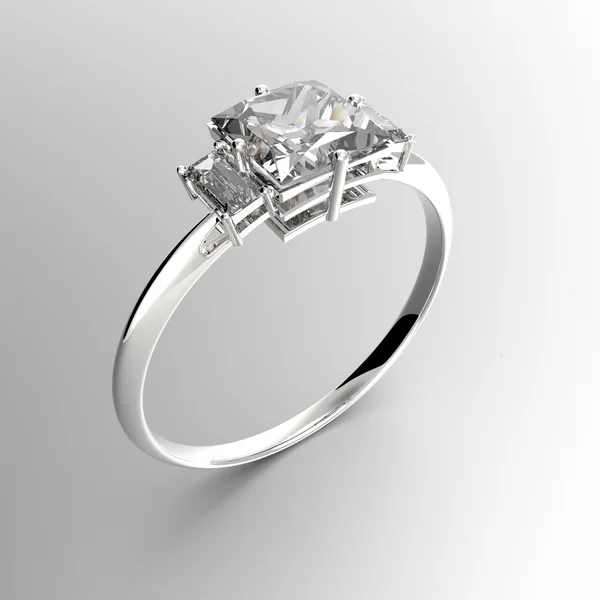 Vigselring med diamanter. 3D-rendering — Stockfoto