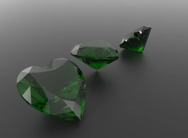Diamanter på en grå bakgrund. 3D illustration — Stockfoto