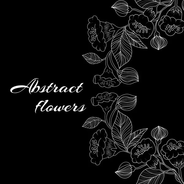 Abstrakter Hintergrund mit Blumen im schwarz-weißen Stil — Stockvektor
