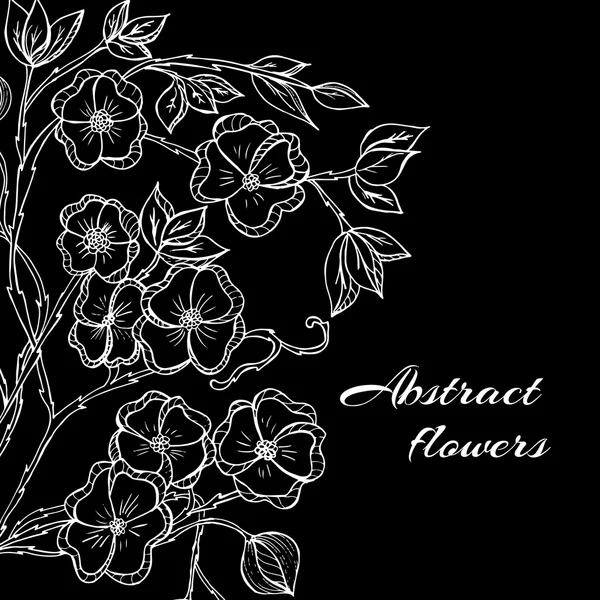 Sfondo astratto con fiori in stile bianco e nero — Vettoriale Stock