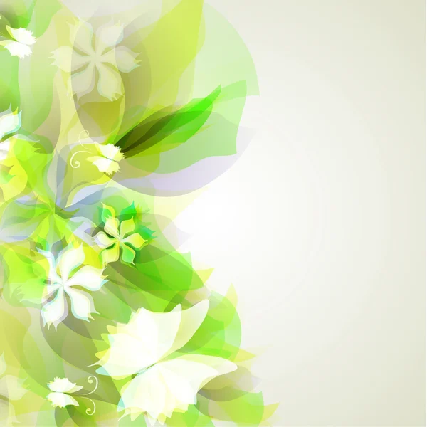 黄色和绿色的花元素抽象艺术背景 — 图库矢量图片