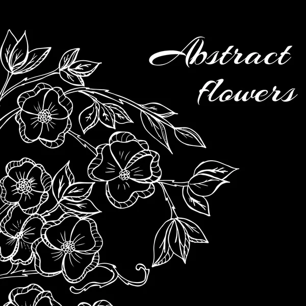 Abstract Ιστορικό με λουλούδια σε μαύρο και άσπρο στυλ — Διανυσματικό Αρχείο