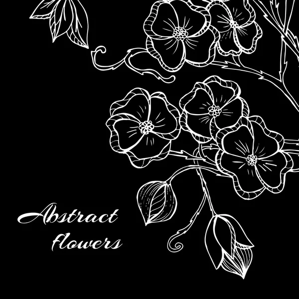 Fond abstrait avec des fleurs en noir et blanc — Image vectorielle