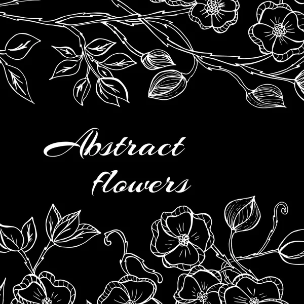 Abstrakter Hintergrund mit Blumen im schwarz-weißen Stil — Stockvektor