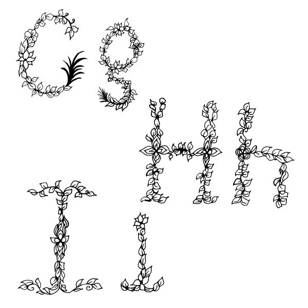 Alphabet en style esquisse les lettres G, H, I — Image vectorielle